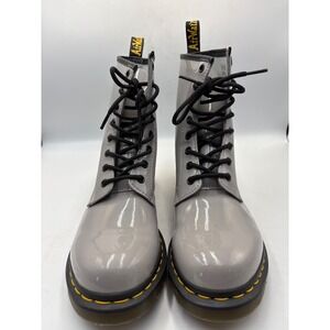 Dr. Martens‎ 27635 Patent Leather Combat Boots Gray Womens Size US 10/EU42